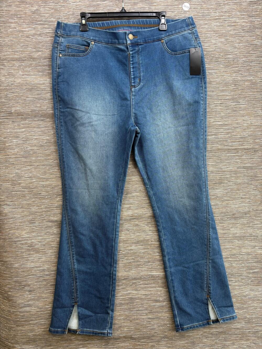 Isaac Mizrahi Jeans Womens 18W Blue High Rise Bootcut Stretch Denim Slit Hem NEW